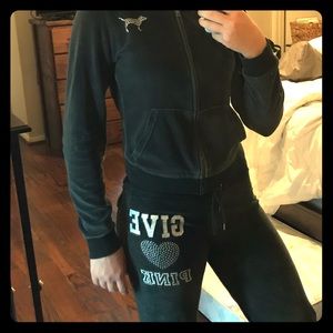 Gray Victoria’s Secret PINK tracksuit.